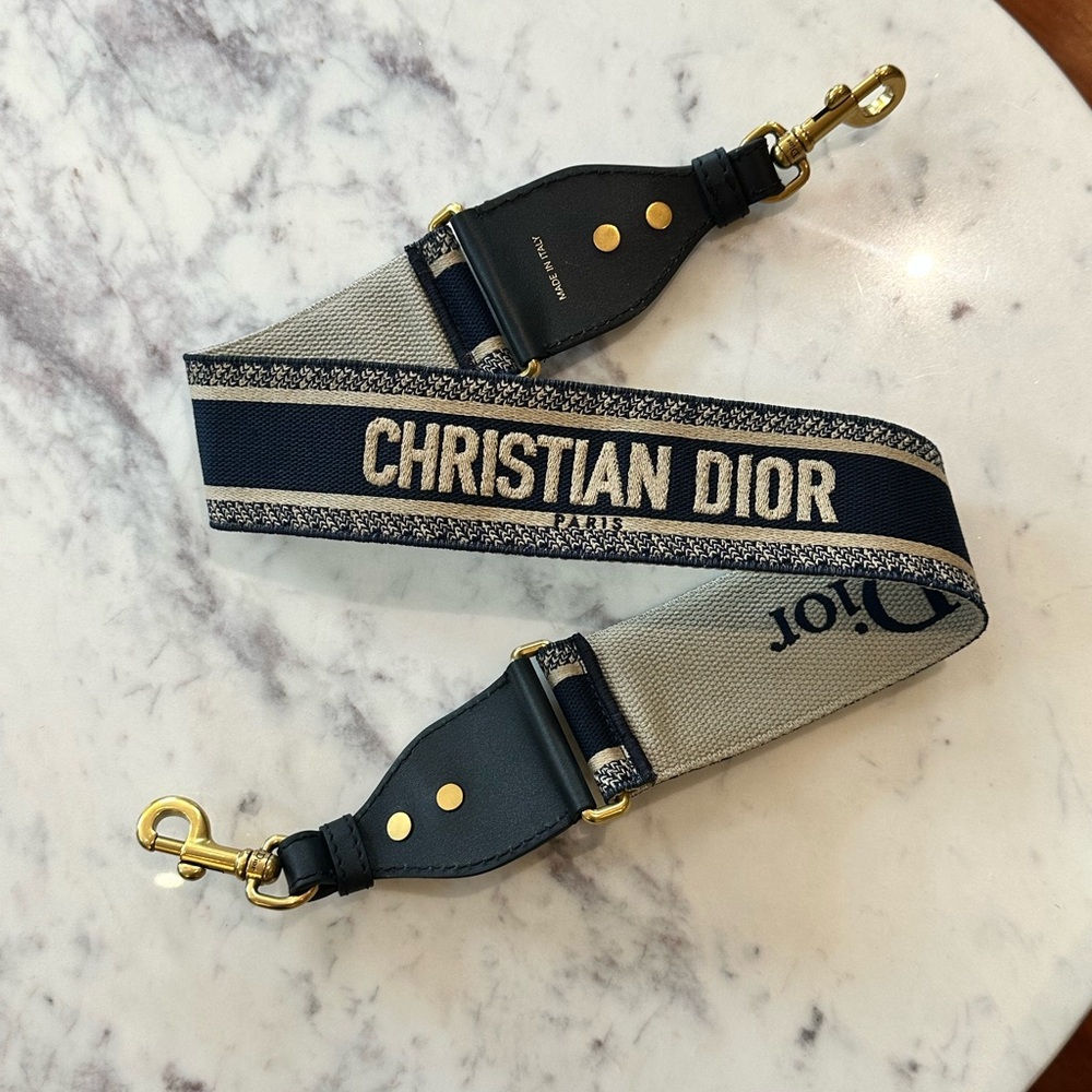 Christian Dior Navy and Beige Bag Strap